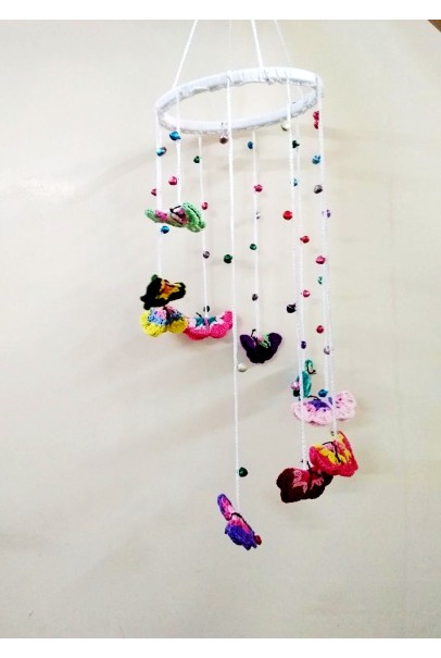 Happy Threads Butterfly Design Crochet Wind Chimes for Home